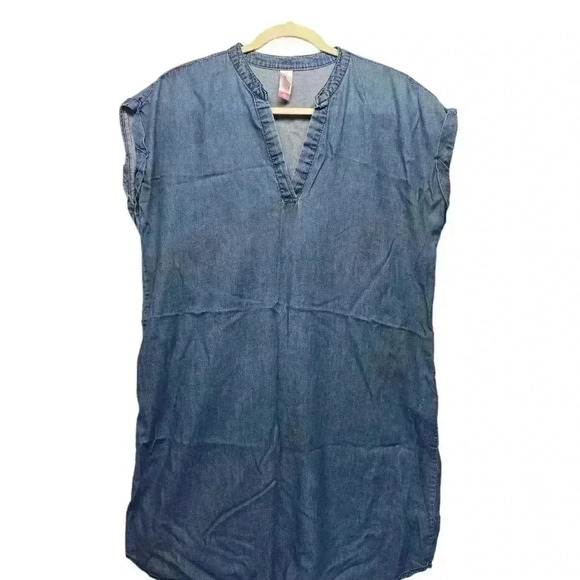 No Boundaries Denim Chambray Mini Shift Dress Juniors Size L *See Description - Picture 1 of 11